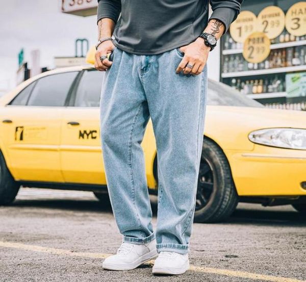 

men039s jeans trendy plus size jean men loose simple retro distressed straight summer allmatch streetwear handsome boyfriend d6160362, Blue
