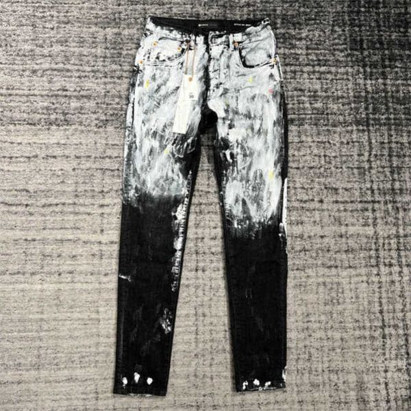 

purple brand men's blue slim fit jeans stretch destroyed ripped skinny side striped denim pants 2023 jlgy765