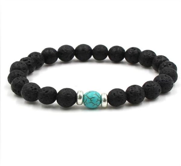 

10 colors natural black lava stone beads elastic bracelet essential oil diffuser bracelet volcanic rock beaded hand strings kka1873741736, Golden;silver