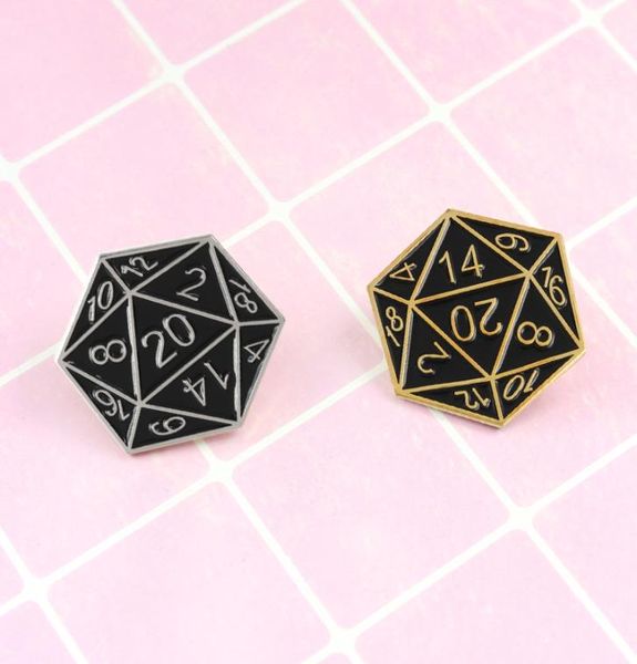 

multifaceted 3d number dice enamel brooch gold and silver twocolor game dice badge denim leather accessories personalized pin8887116, Gray