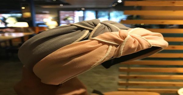 

hair accessories for women korean pure color chiffon middle knot wide brim hair band spring and summer new headwear whole9546145, Silver