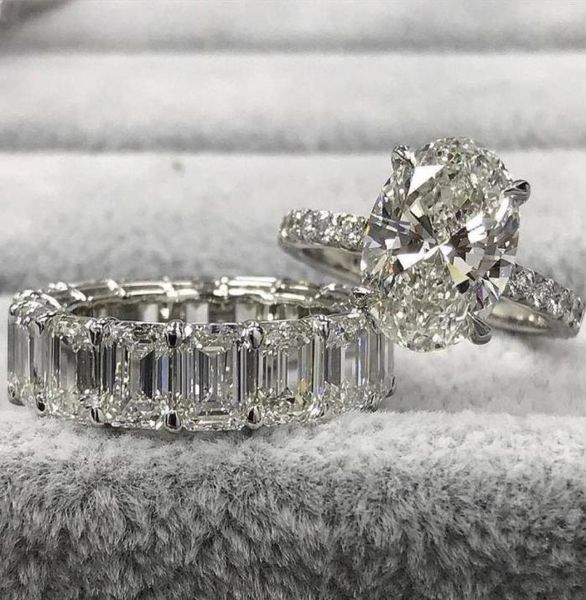 

cluster rings moonso real 925 sterling silver oval wedding ring set for women engagement luxury band eternity jewelry zircona r5235771516, Golden;silver