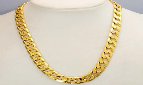 

classics 24k real yellow solid gold gf mens necklace 24inch curb link 10mm jewelry 9122453, Silver