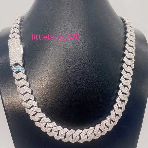 

pendant necklaces pass diamond tester 15mm 4row stone iced out vvs1 moissanite cuban chain necklace men wzdi, Silver