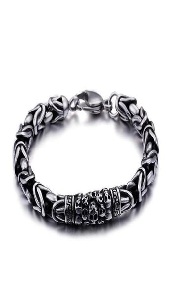 

link chain fashion vintage style viking bracelet wrist silver color charm skull for men jewelry7491271, Black