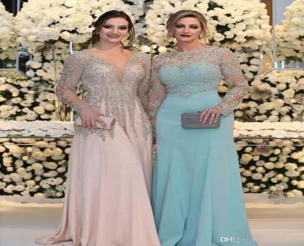 

luxurious bead crystal sequins mother of the bride mother039s dresses long sleeves v neck pink plus size formal party prom gown8527071, Black;red
