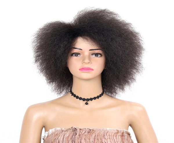 

fashion 6 inch kinky curly short afro wigs 6inch nature black synthetic wig for women 90g3305618