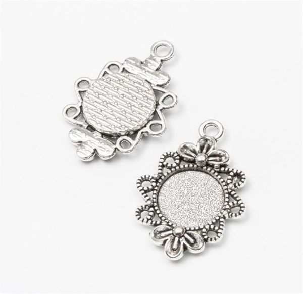 

30x21mm fit antique bronze cabochon setting round blank pendant base vintage silver color metal stamping tray bezel 6257 q22558418, Slivery;crystal