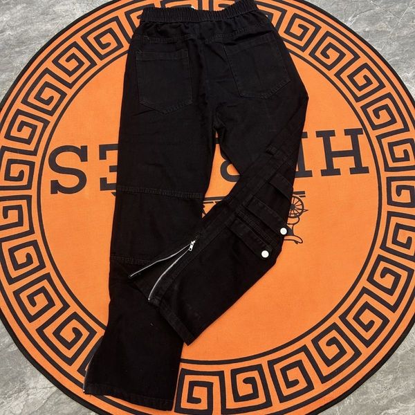 

durable, handsome, trendy men's social outerwear popular zippered jeans with elastic waist drawstring design, versatile black, Blue