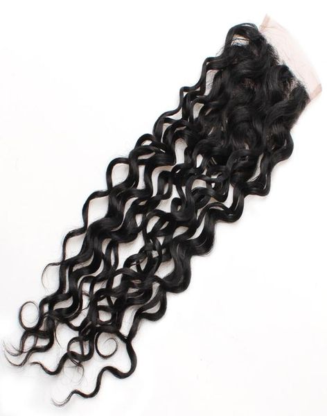 

8a water wave closure 44 swiss lace closure 1bundle virgin human hair brazilian peruvian malaysian indian hair middle three 4999474, Black;brown