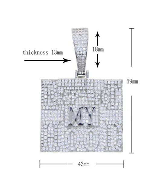 

hip hop micro pave clear cz square shaped pendant necklaces for men iced out bling cubic zirconia full paved rock jewelry2587601, Silver