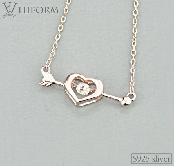 

925 sterling silver heart arrow pendant necklace for women with zircon silver and rose color s925 jewelry gifts5080700