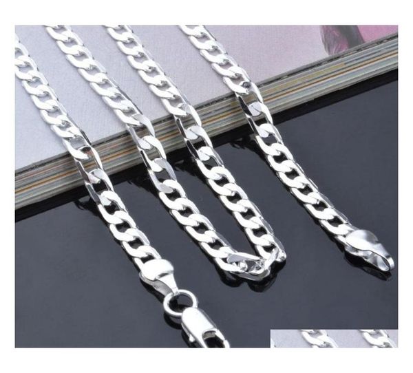 

4mm 925 sterling silver necklace curb chain figaro chain necklaces two style link italy 1624inch yiqro6529371