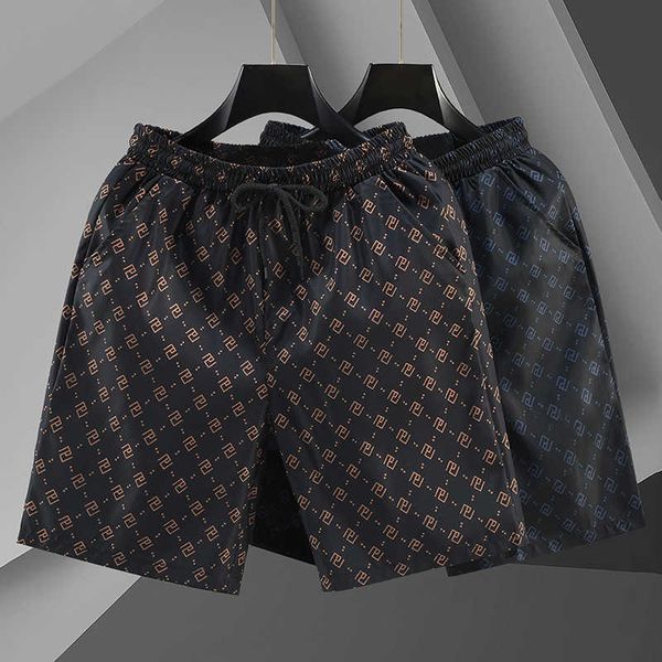 

shorts men's summer fashion print quick drying beachwear plus size loose fashion label outwear cropped pants, White;black