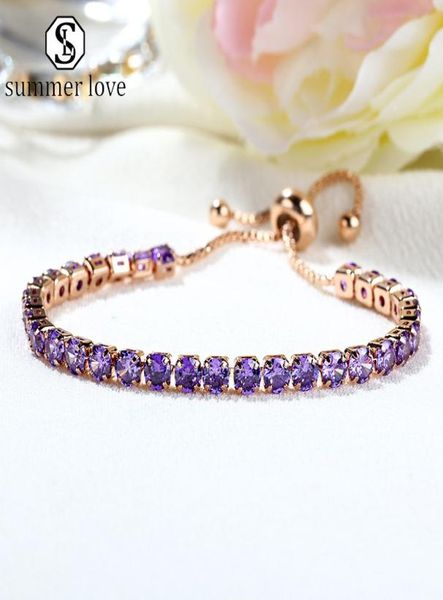

fashion cubic zirconia tennis bracelet for women men colorful round crystal adjustable charm cz bracelet bridesmaid wedding jewelr4501024, Black