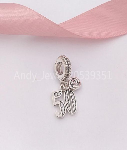 

andy jewel authentic 925 sterling silver beads 50 years of love pendant charm charms fits european style jewelry bracelets & necklace 797264, Black
