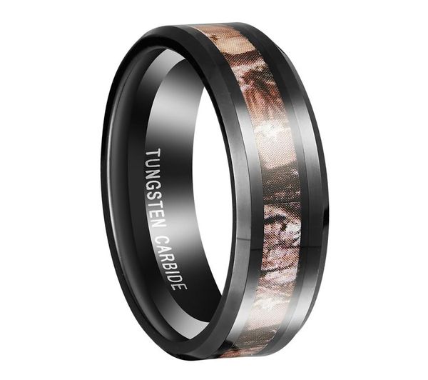 

queenwish 6mm 8mm black tungsten ring camouflage hunting womens mens black tungsten ring camo polished wedding band antique jewel7844495, Slivery;golden