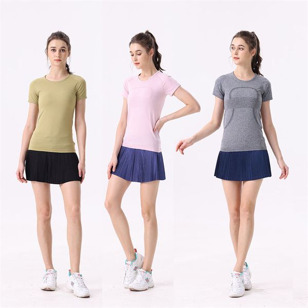 

ll women's pants lulul new water-cooled cooling elastic waistband fashion pleated skirt with double layer anti glare three way yoga sho