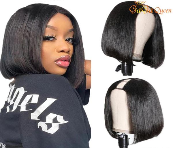 

u part wig human hair brazilian short bob wig 150 density remy hair glueless u part human hair wigs9577995, Black;brown