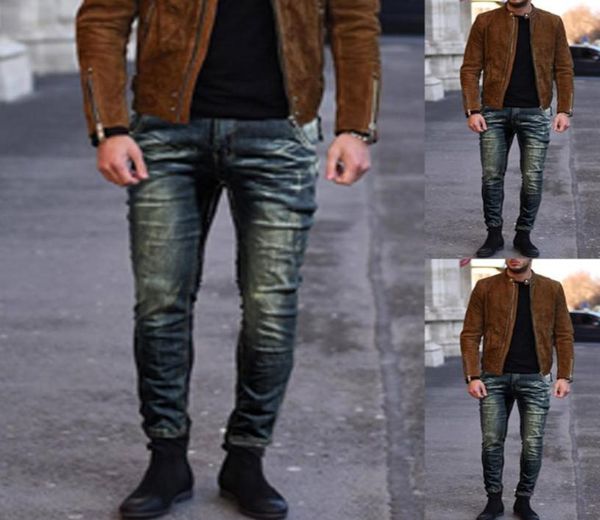 

mens fashion skinny jeans distressed slim elastic jeans denim biker hip hop stretch hombre slim pants s5xl b9636899, Blue