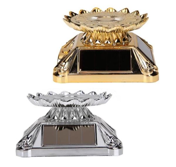 

808045mm 360 degree rotating rotating jewelry watch ring display stand fashion solar showcase with 3pcs lighting led whole7038657, Black;blue