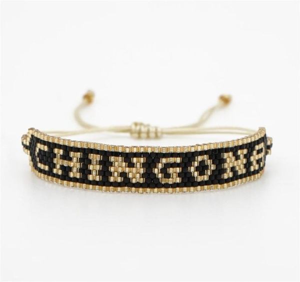 

shinusboho miyuki beads bracelet chingonapower letter pulseras mujer moda 2019 mexican men bracelet women jewelry handmade8132552, Golden;silver