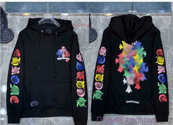 

sweatshirts designer mens hoodies chrome winter heart hoodie ch long sleeve jacket loose coat hooded hoody men woman hip hop chromees heart, Black