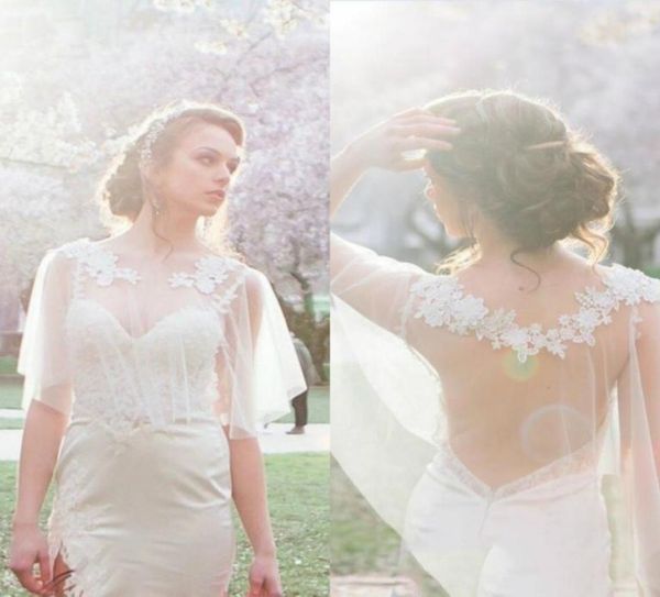 

short tulle bridal wraps jackets simple illusion lace wedding shawls white ivory custom bridal boleros for wedding dresses gowns3260730