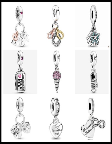 

925 silver fit charm 925 bracelet love coupon ice cream forever friends dangle charms set pendant diy fine beads jewelry4442346, Bronze;silver
