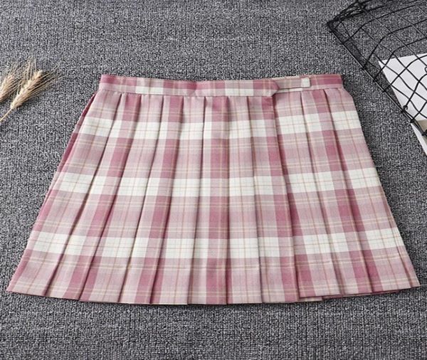 

new style in stock homecoming dress plaid skirts high waist a line pleated skirt new high school girl dress mini jk041881064, Blue;pink