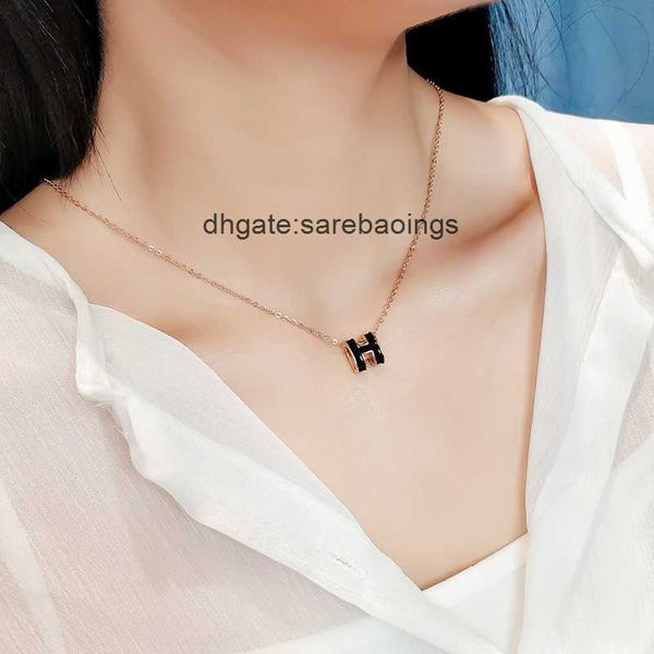 

aher max designer luxury letter h enamel necklace female, Silver