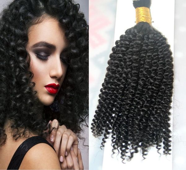 

mongolian loose curly bulk hair 100g afro kinky bulk hair 1 bundles human hair for braiding bulk no attachment9147240, Black