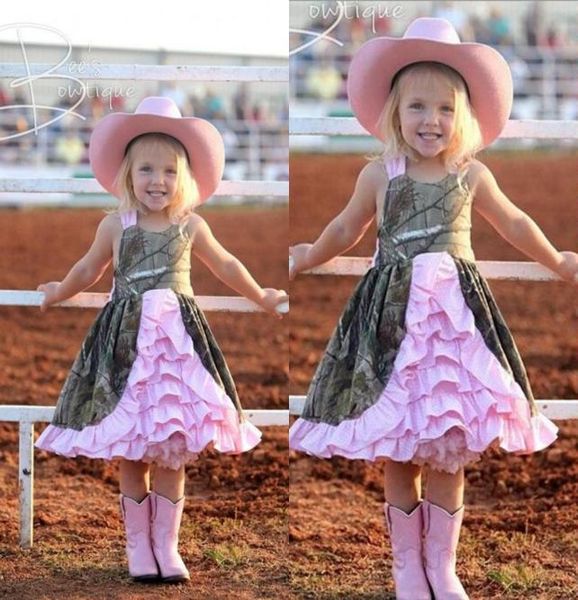 

2015 custom made camo flower girls dresses for wedding knee length ruffles tiered pageant party gowns for girls birthday gift dres7664600, White;blue