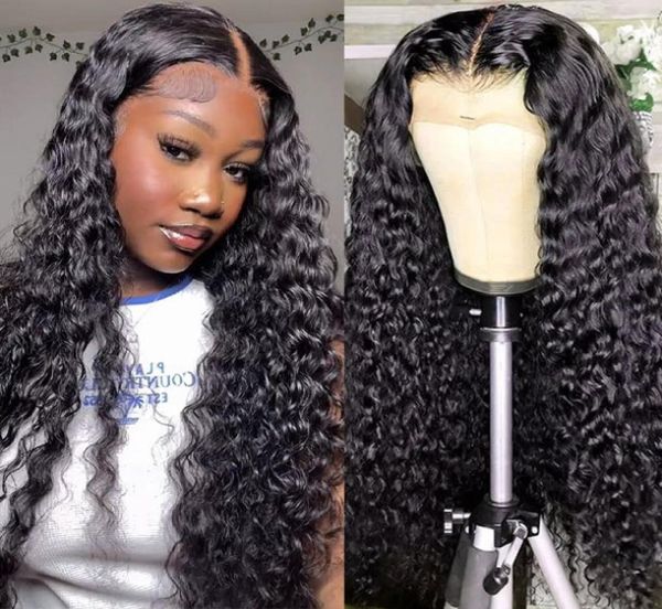 

10a human hair wigs loose deep curly wigs 13x4 hd lace front wigs body straight brazilian hair water peruvian indian2173775, Black;brown