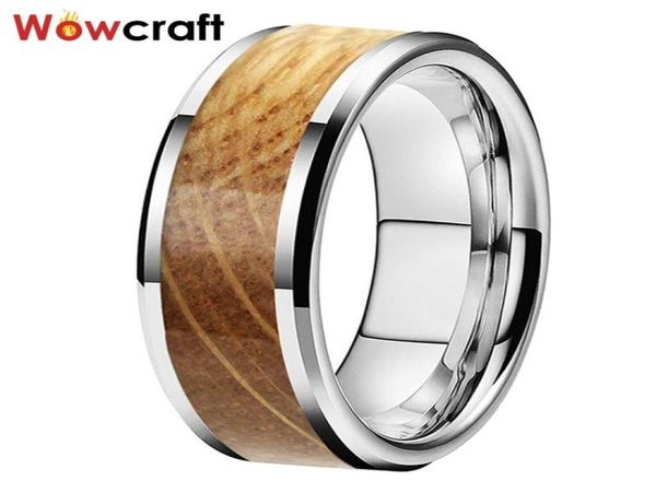 

wedding rings 8mm width tungsten carbide for men women bands jewelry beveled edges whiskey barrel inlay6467845, Slivery;golden