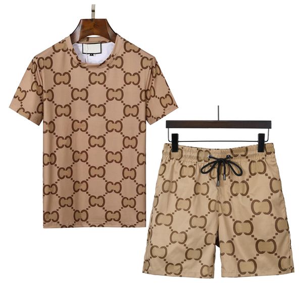 

mens tracksuit letters summer fashion sportswear short sleeves pullover jogger pants suits o-neck sportsuit, Gray