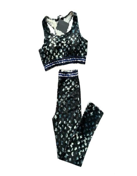 

2 pieces women yoga outfits slim printing sports bra high waist leggings pants9502763