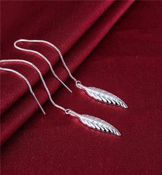 

women039s sterling silver plated leaf pendant earrings dangle chandelier gsse862 fashion 925 silver plate earring gift3349041