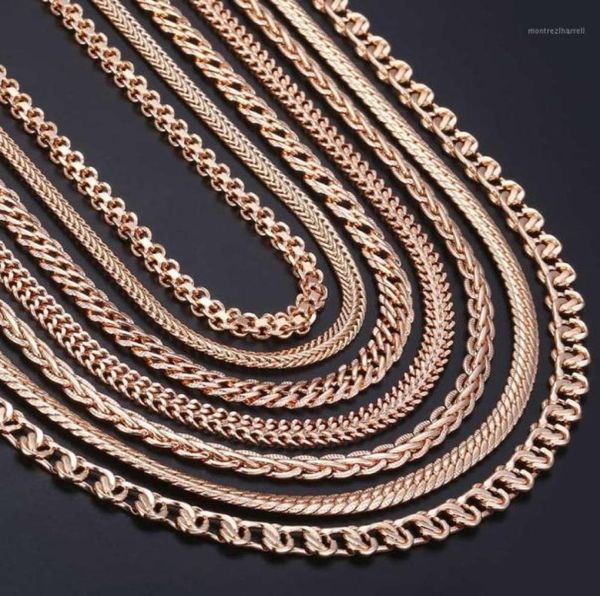 

7pcslot womens necklaces 585 rose gold filled braided foxtail hammered wheat cuban weaving bismark link chain whole lcnn1a ch3902332, Silver