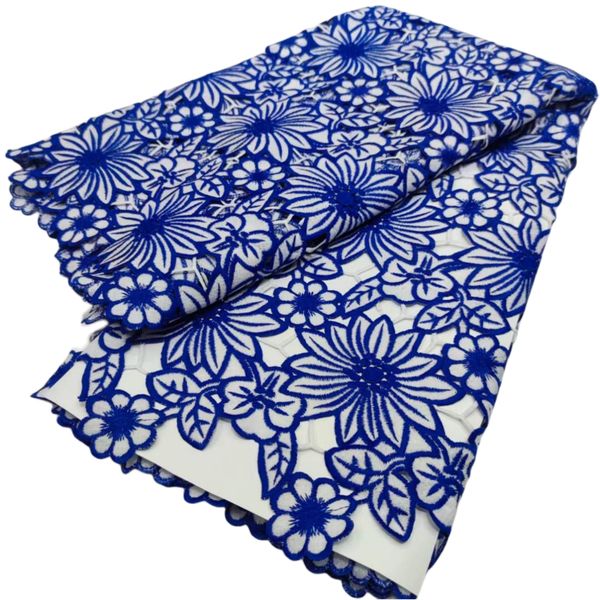 

african guipure mesh lace fabric premium quality mixed color 5 yards women wedding dress sewing flower pattern daily 2023 cording embroidery, Black;white