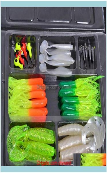 

sports outdoorspieces soft worm fishing baits 10 lead head hooks simulation lures set tools tackle box fish equipment aessories 6863457