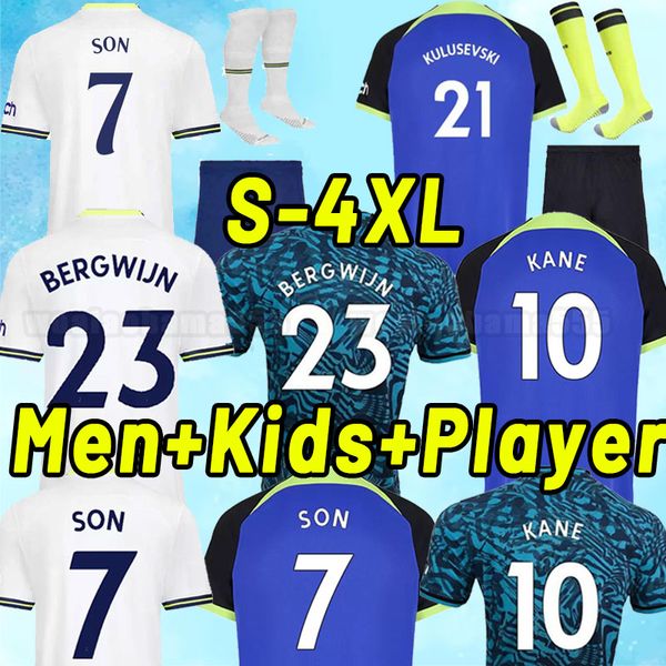 

men kids 22 23 tottenham son bergwijn soccer jerseys 2022 2023 richarlison football shirt perisic lenglet romero reguilon kulusevski bentanc, Black;yellow