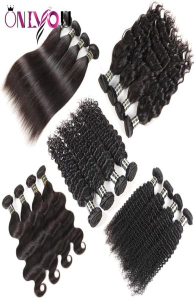 

10a grade brazilian virgin hair human hair extensions weave 5 or 6 bundles straight hair body deep water wave kinky curly natural 5579589, Black