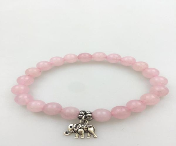 

mxr0280 8mm rosequartz bracelet fashion bracelets rose quartz bead mini elephant pendant yoga bracelets mala jewelry beads2324924, Black