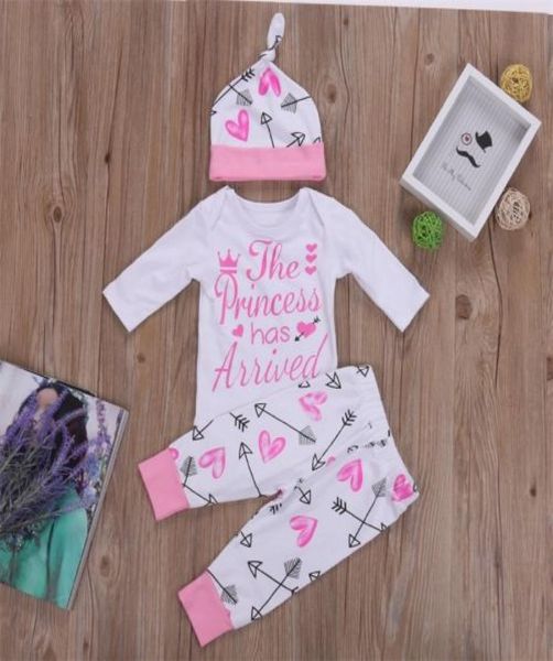 

newborn baby girl romper bodysuit arrow long pants hat clothes outfit 02 years8391541, White
