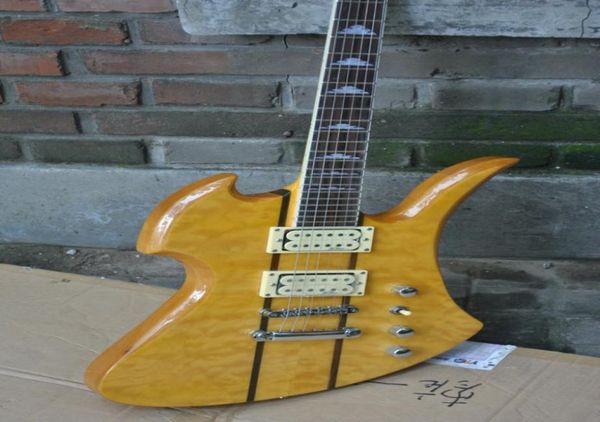 

new custom rich mockingbird special electric guitar neck thru body yellow burst colour chinese guitar factory outlet9782183