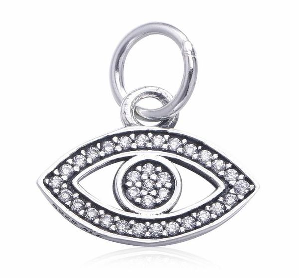 

eye charms pendants beads authentic 925 sterling silver dangle pave clear crystal symbol bead for diy women bracelets delicate jew6109185, Black