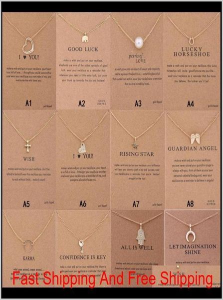 

new arrival dogeared necklace with gift card elephant pearl love wings cross key zodiac sign compass lotus pendant for women fashi5684366, Silver