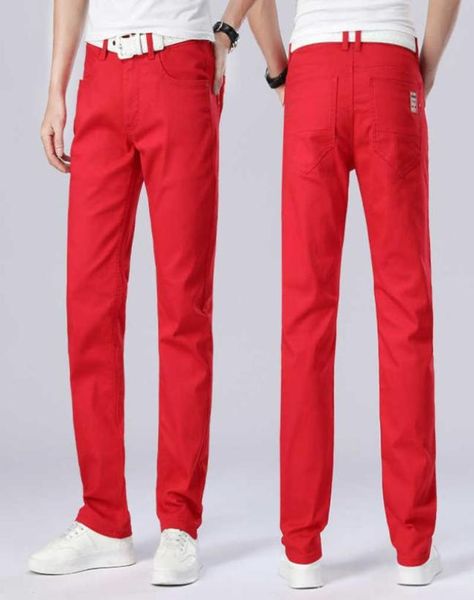 

jeans for men straight trousers male red slim fit sweatpants denim designer casual biker pants pantalon hombre x06218958107, Blue