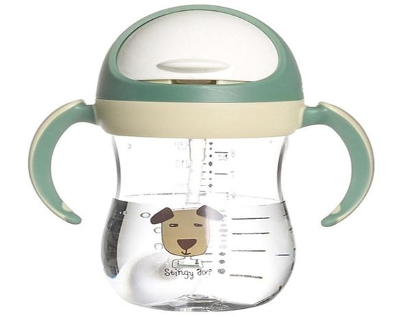 

350ml baby water bottle sippy cup soft spout cup gravity ball vtype straw anti design for babygreen c100280425863347540